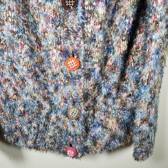 Vintage Colour Works Cardigan Sweater Womens M Multicolor Mohair Space Dye Y2K - Picture 7 of 13